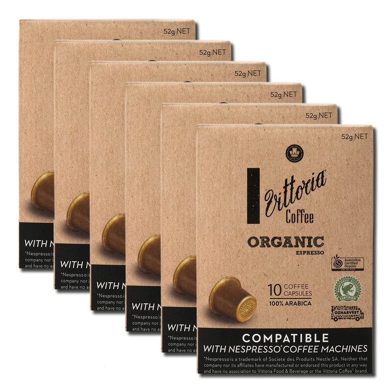 Buy Vittoria Organic Nespresso Compatible Coffee Pods 60 Caps (6 x 10