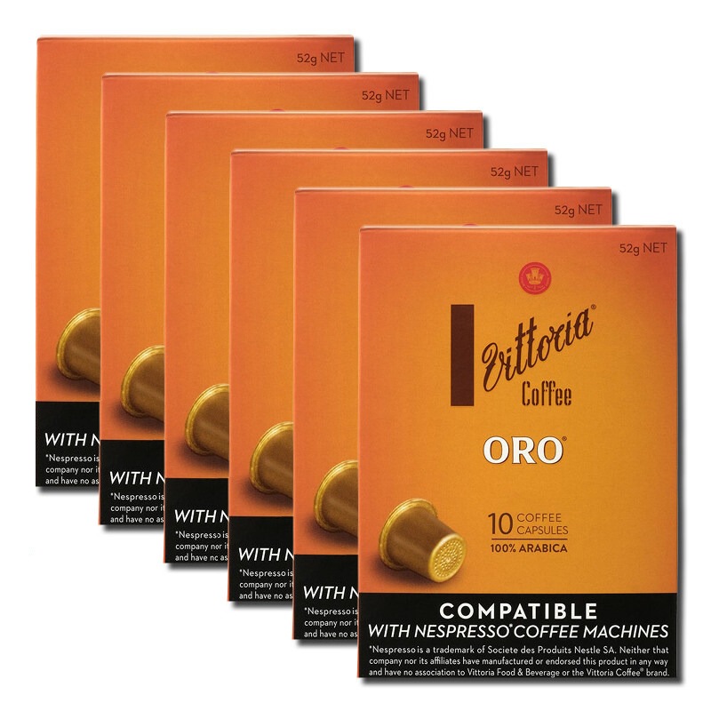 Buy Vittoria Oro Nespresso Compatible Coffee Pods 60 Caps (6 x 10 Pack
