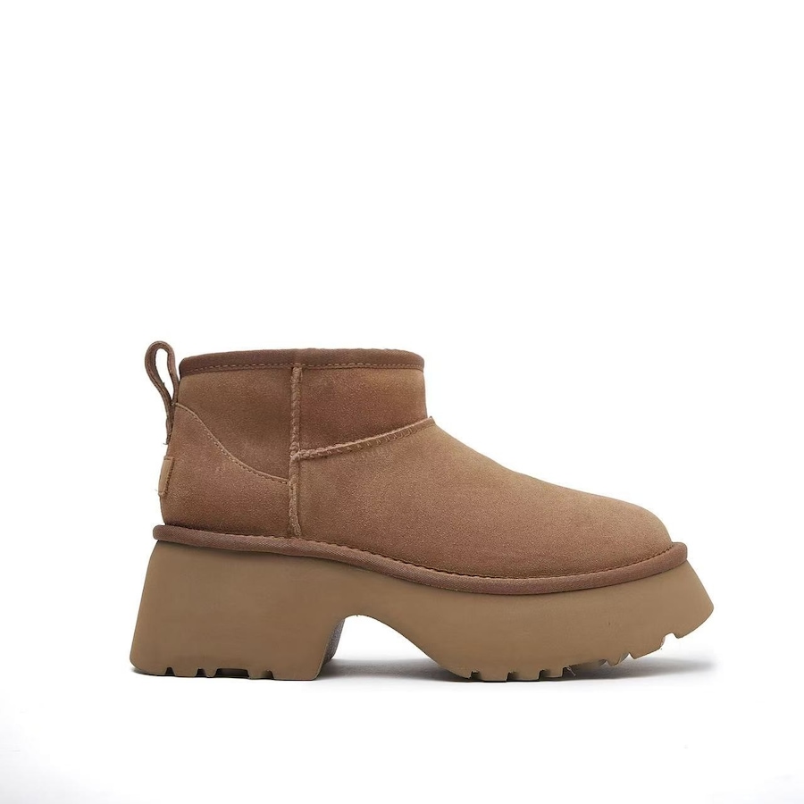 Yellow Earth Women's Classic Ultra Mini Block Sole Ugg Boots Heel Chestnut (US W8)