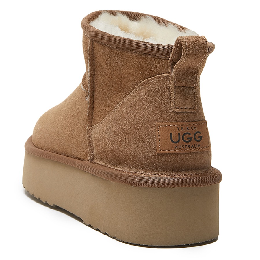 Yellow Earth Women's Classic Ultra Mini Platform Ugg Boots Chestnut (Women's US 7)