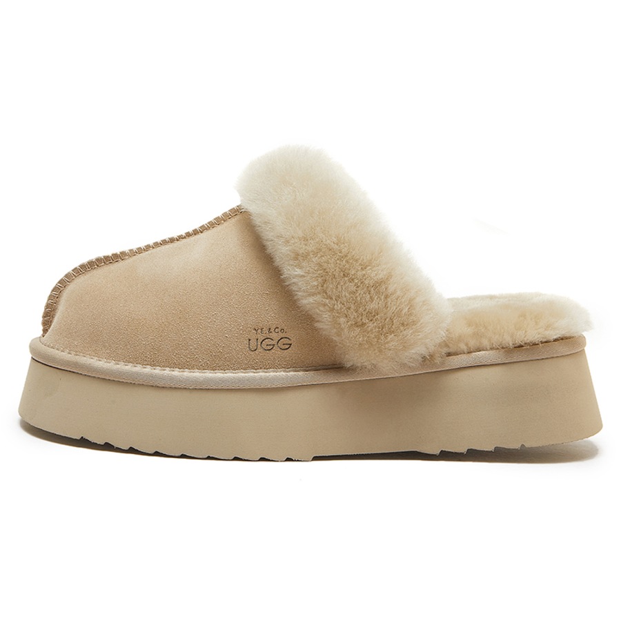 Yellow Earth Women's Scuff Platform Sole Ugg Slippers Mustard Seed (Women's US 6)