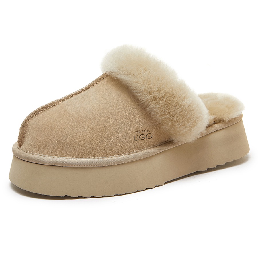 Yellow Earth Women's Scuff Platform Sole Ugg Slippers Mustard Seed (Women's US 6)