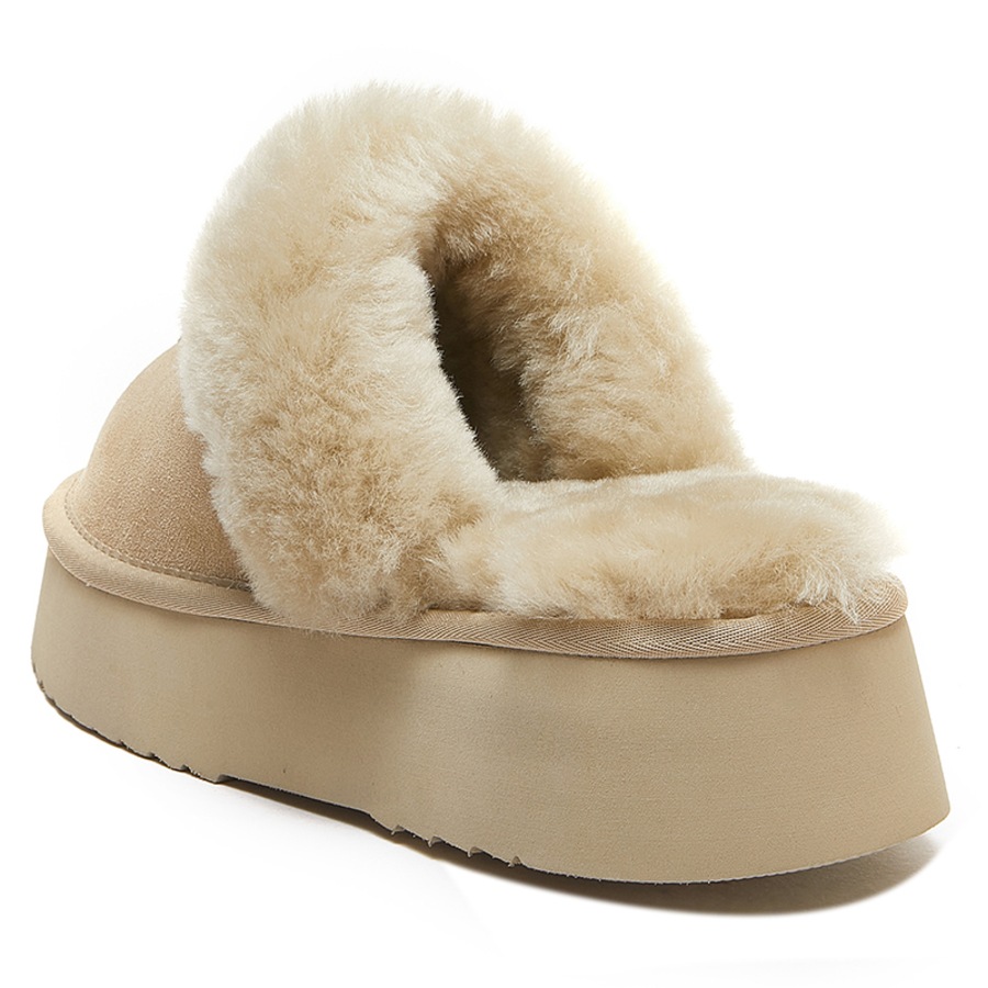 Yellow Earth Women's Scuff Platform Sole Ugg Slippers Mustard Seed (Women's US 6)