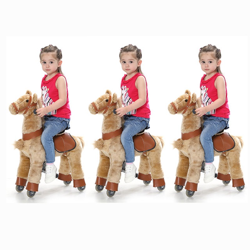 Buy RideOn Horse Push Toy w/Wheels Bounce Toy Horse Rider 3y+ KidsGro (Brown Horse) MyDeal