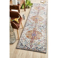 Evoke Carnival In White : Runner Rug