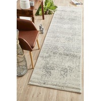 Evoke Runner Rug In White & Silver