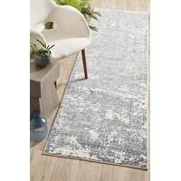 Kendra White And Blue Runner Rug