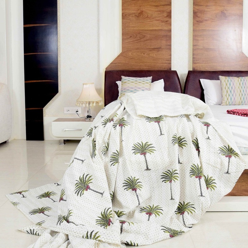 Buy Linen Connections Kantha Quilt Indian Quilt Block Print Quilt