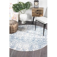 Oasis Ismail Blue & White Round Rug