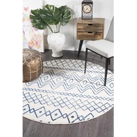 Oasis Nadia White & Blue Round Rug