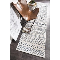 Oasis Nadia White & Blue Runner Rug