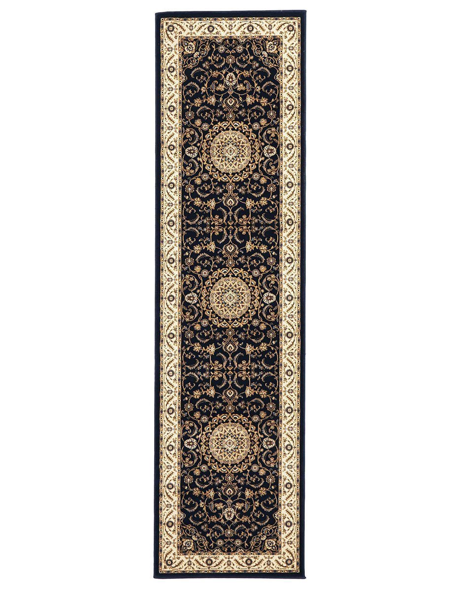 Buy Sydney Medallion Blue With Ivory Border Runner Rug - MyDeal Australia
