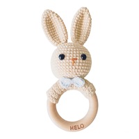 Amigurumi Handmade Blue Bunny Baby Teething Rattle
