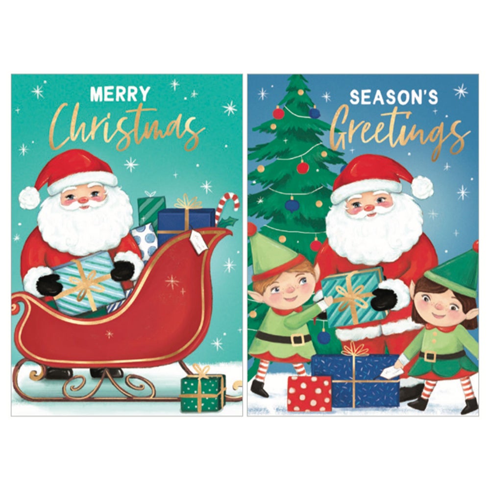 10pcs Kids Christmas Xmas Greeting Cards School Class Santa Reindeer