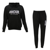 FIL Women's Tracksuit 2pc Set Loungewear Hoodie Track Pants Embroidered Amour