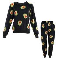 FIL Womens Plush 2pc Set Pyjama Loungewear Fleece Pajamas PJs Sleepwear w Prints