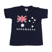 Kids Baby T Shirt Australian Australia Souvenir Cotton Sz 0-14 – Flag Navy