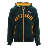 Kids Zip-up Hoodie Jacket Jumper Australian Australia Day Souvenir -Green & Gold