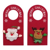 Set of 2 Christmas Door Knob Hanger Hanging Decoration Santa Reindeer