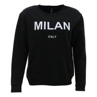 Women's Crew Neck Fleece Sweater with Pocket Milan