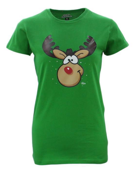 Womens Christmas Funny Tee Xmas Santa Tops Ladies 100% Cotton T Shirt Fit