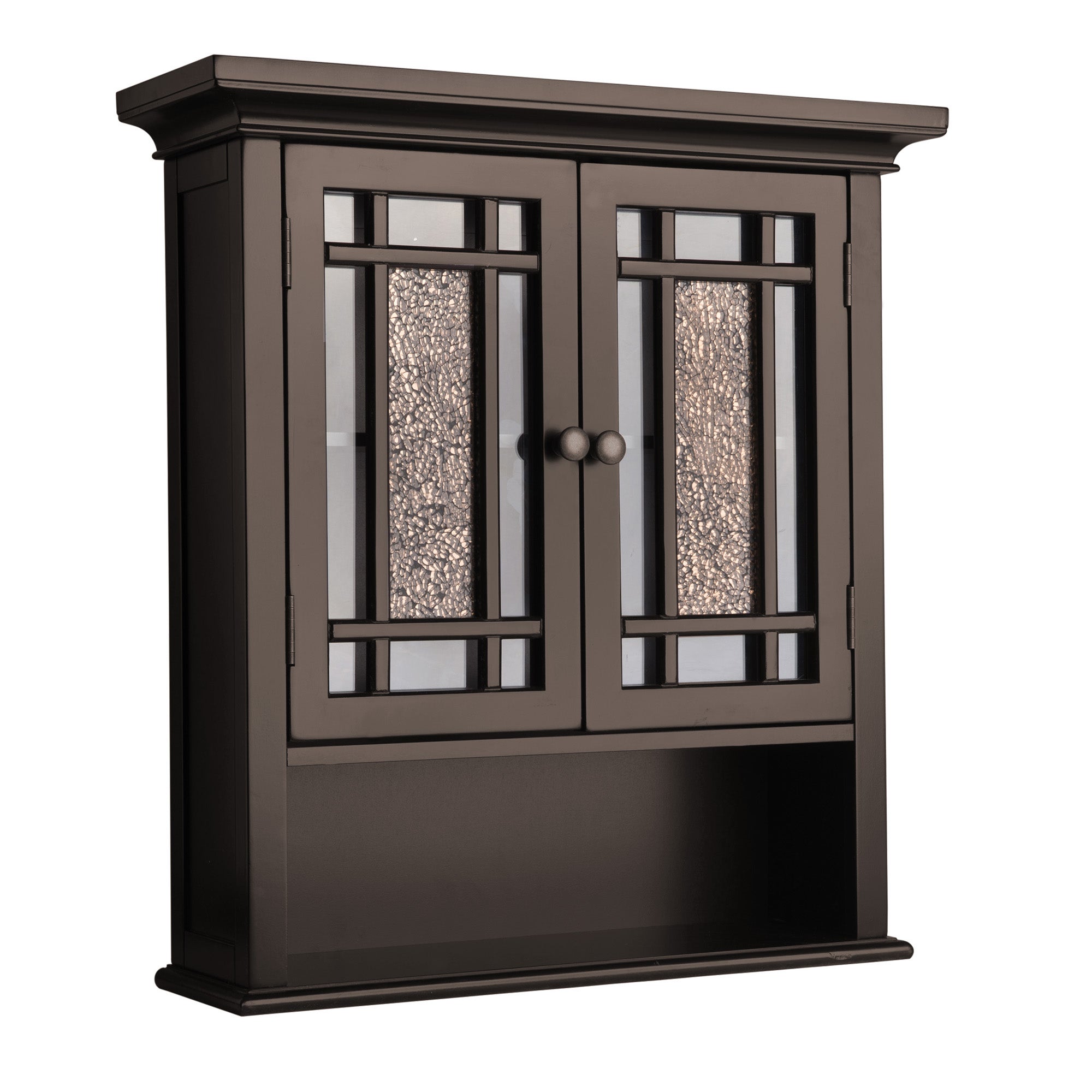 Teamson Home Wooden Bathroom Wall Cabinet Glass Doors Espresso ELG-532