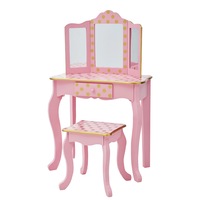 Fantasy Fields Gisele Polka Dot Kids Vanity Table & Stool, Pink & Gold