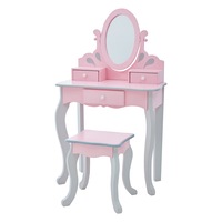 Fantasy Fields Rapunzel Kids Vanity Table & Stool, Pink & Gray