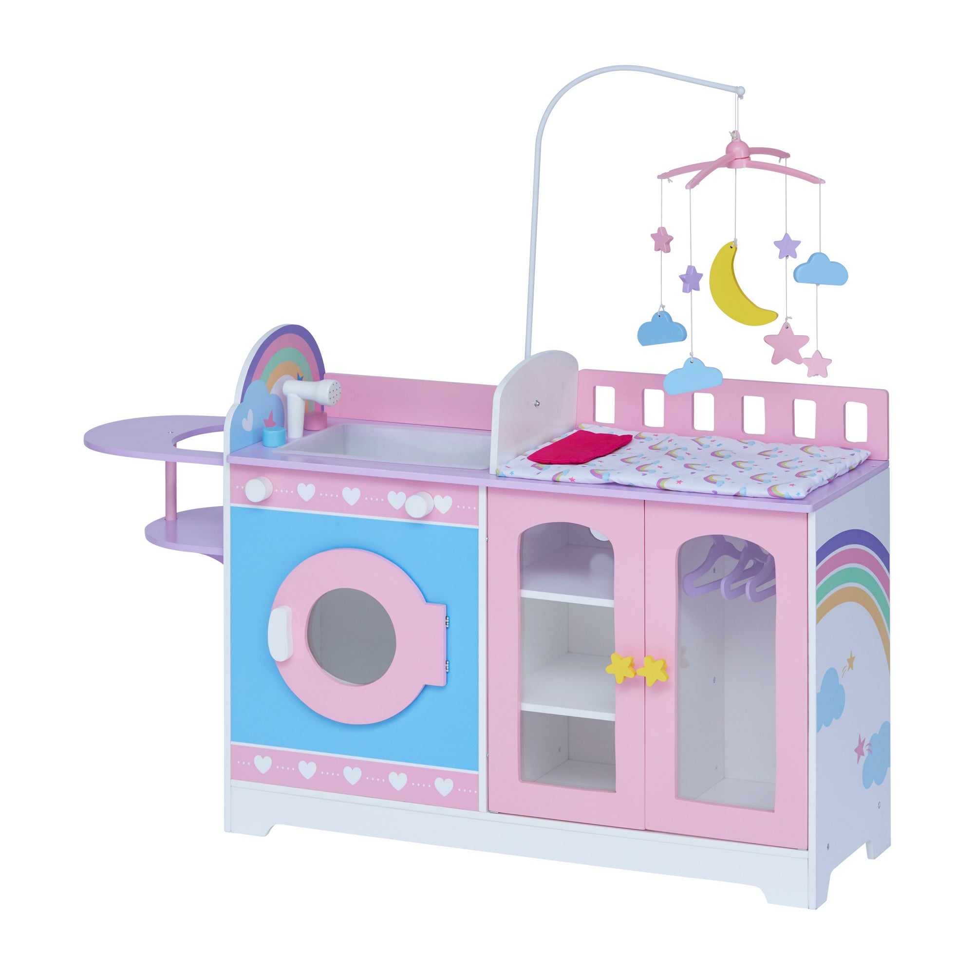 Teamson Kids - Olivia's Classic 6 in 1 Baby Doll Changing Station with Storage - Pink / Purple