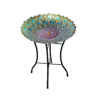 Teamson Home 17.99" Handpainted Flower Glass Birdbath, Multi