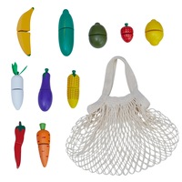 Teamson Kids Little Chef Frankfurt 21-Piece Produce Shopping Bag Set with Pretend Fruit and Vegetables, Multi