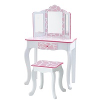 Fantasy Fields Gisele Giraffe Kids Vanity Table & Stool, White & Pink