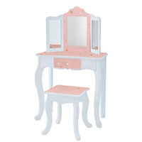 Fantasy Fields Gisele Twinkle Star Kids Vanity Table & Stool, White & Pink