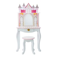 Fantasy Fields Dreamland Castle Kids Vanity Table & Stool, White & Pink