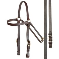 Aintree Plain Barcoo 20mm Wide Brass Fitting Bridle With Reins Cob or Full
