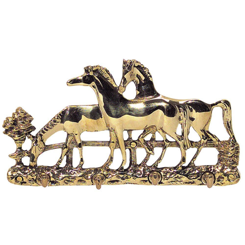 Brass Horse Wall Mounted 4 Hook Hanger Keys Coat