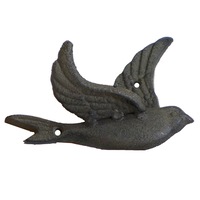 Mr Gecko Cast Iron Hand Made 1 Hook Hanger Bird Antique Rust