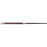 Classic Dressage Whip With Black Shaft + Brown Leather Handle 100cm