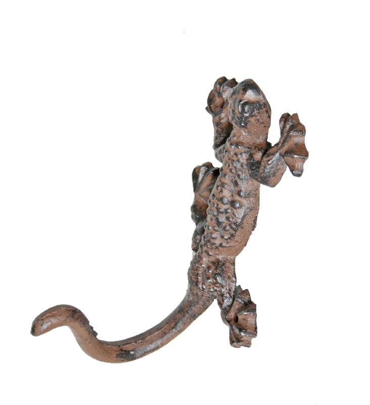 Mr Gecko Cast Iron Gecko Wall Hook Hanger Hand Made Antique Rust