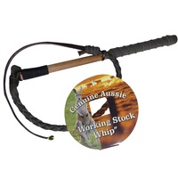 Genuine Aussie Working Stock Whip Mini 1' X 4 Plait Chromehide Novelty Or Kids