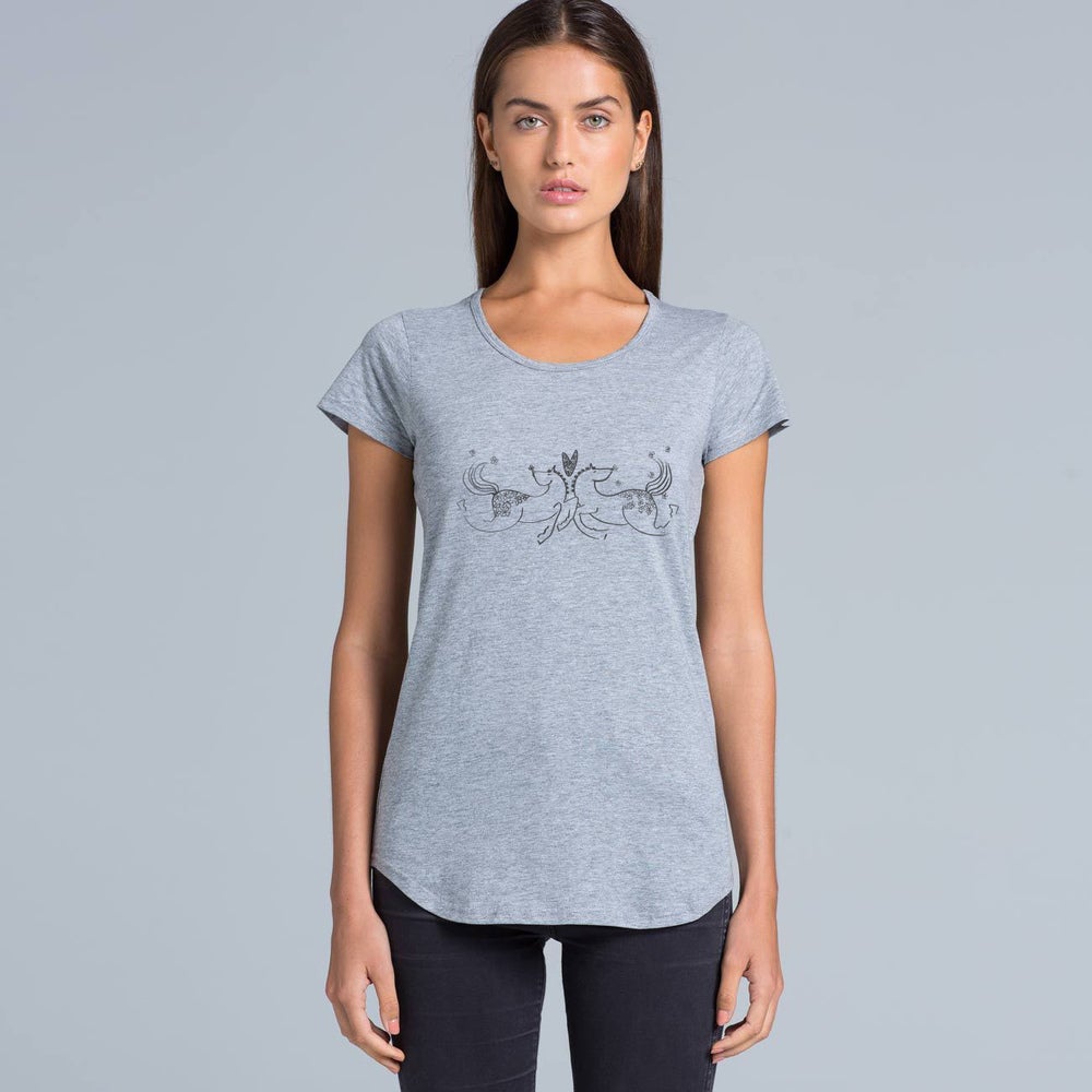 Horse Tee Shirt Horses Playing Womens T Shirt Grey Female Limited Edition