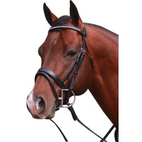 Krystal Bridle Hanoverian Nose Band with Reins Black or Brown Pony/Cob/Full [Black Pony]