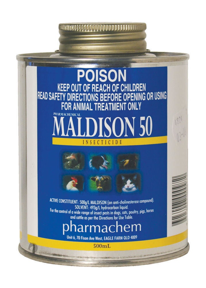 Maldison 50 Insecticide Ticks Lice Mites Dogs Cats Poultry Pigs Horses Cattle