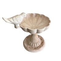 Mr Gecko Bird Cast Iron Beautiful Hand Made Shell Bird Bath Feeder Antique White