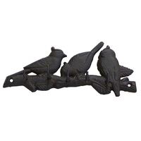 Mr Gecko Bird Cast Iron Wall 5 Hooks Handcrafted Antique Rust