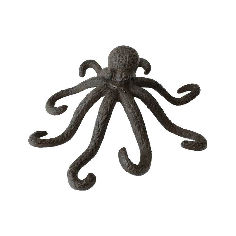 Mr Gecko Octopus Cast Iron Wall Hook Hand Made Antique Rust
