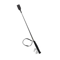 Zilco Riding Whip Crop Shaped Rubber Handle Horse Or Pony Club Black 65Cm