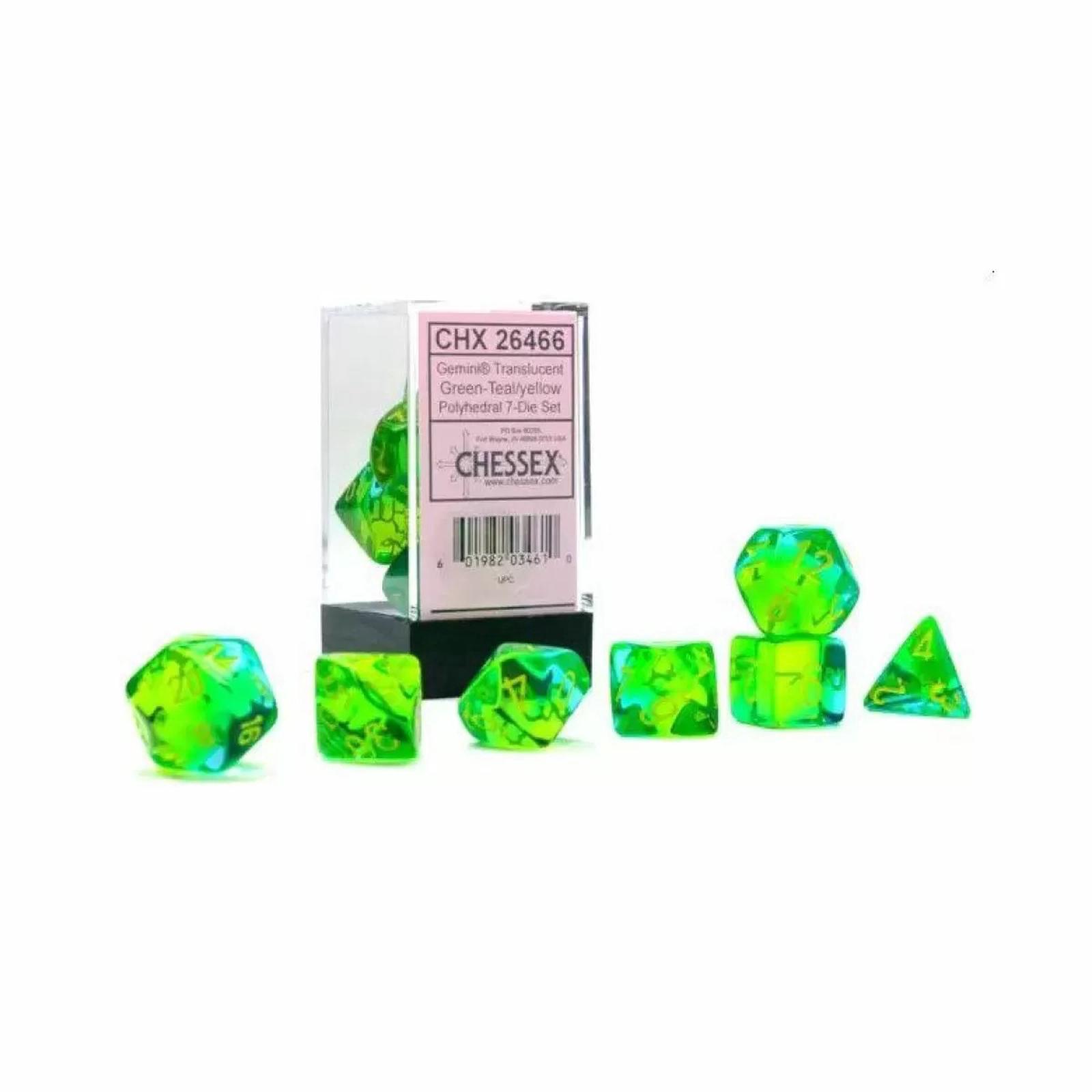 Buy Gemini Polyhedral 7-Die Set (Translucent Green-Teal/Yellow Luminary ...