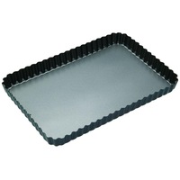 Non-Stick Loose Base Fluted Rectangular Flan/Quiche Tin - 32x22x3cm