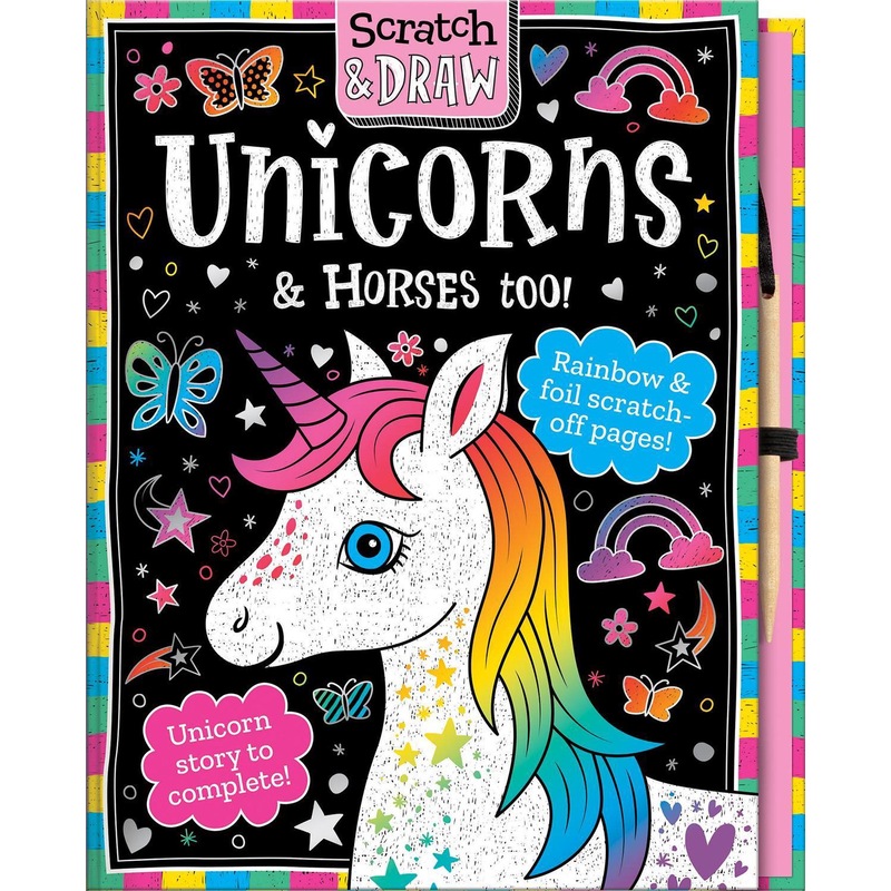 Buy Scratch and Draw Unicorns & Horses Too! Scratch Art Activity Book